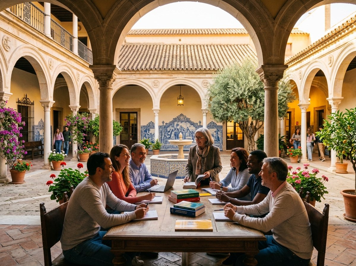 Iberian Language Academy Courtyard with Seminar Students