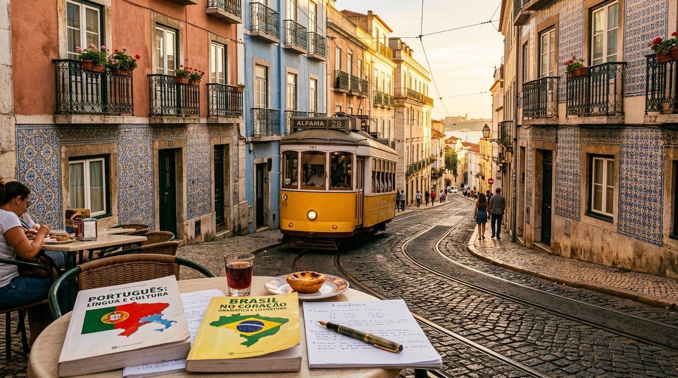 Historic Lisbon tram 28, Azulejo tiles, and Portuguese language study